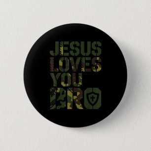 Mannen Jezus houdt van jou broer Funny christelijk Ronde Button 5,7 Cm