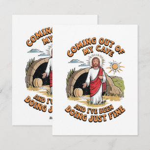 Mannen Jezus komt uit mijn grot Feestdagenkaart