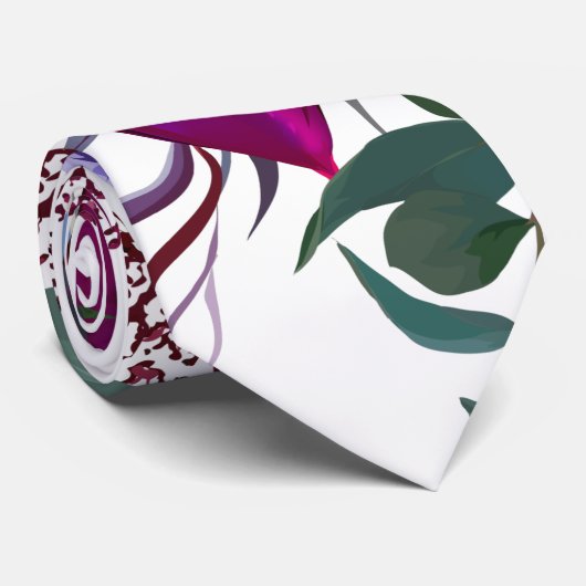 Mannen Jurk Stropdas Lavendel Hibiscus op Wit (Opgerold)