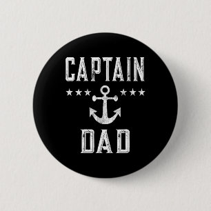 Mannen kapitein Dad Lake Boating Vaderdag Ronde Button 5,7 Cm