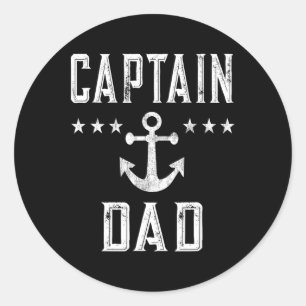 Mannen kapitein Dad Lake Boating Vaderdag Ronde Sticker