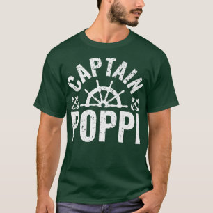 Mannen kapitein Poppi Boat eigenaar meer bootvader T-shirt