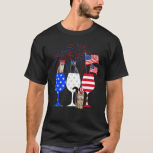 Mannen Kat 4 juli Kostuum Rood Wit Blauw Wijn G T-shirt