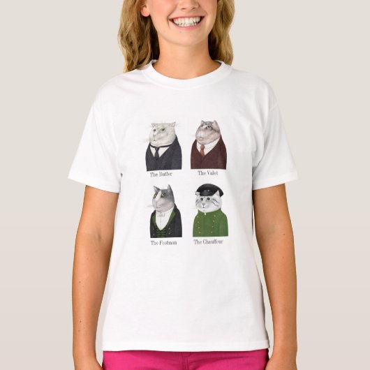 MANNEN KATTEN Meisjes Basis T-shirt (Voorkant)