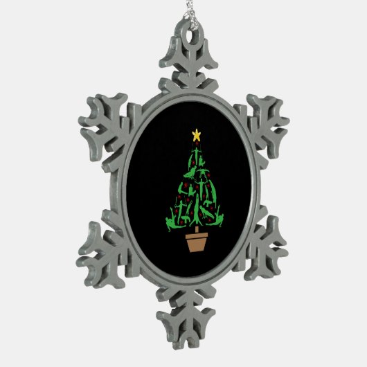 Mannen kerst met gymnastiek tin sneeuwvlok ornament (Links)