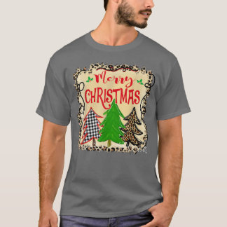 Mannen kerstbomen Leopard Women Merry Kerstmis T-shirt