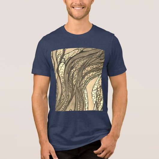 Mannen "Khaki Tan Green Silk Harvest" Tri-Blend Shirt (Voorkant)