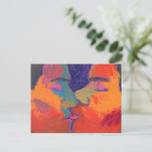 Mannen Kisser Colorful Briefkaart (Staand voorkant)