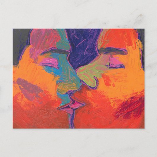 Mannen Kisser Colorful Briefkaart (Voorkant)