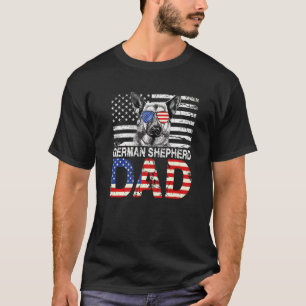 Mannen Koel Duitse herderpaps Usa Vlag Patriotic F T-shirt
