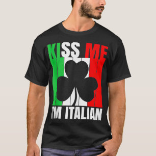 Mannen kus me im italiaans St Patricks dag italiaa T-shirt