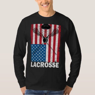 Mannen Lacrosse Amerikaanse vlag Lax Helm Sticks 4 T-shirt