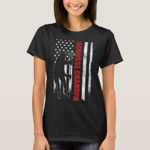 Mannen Lacrosse Grandpa Amerikaanse vlag op 4 juli T-shirt