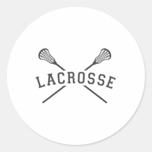 Mannen Lacrosse Team Crossed Sticks Koele Kleuren Ronde Sticker