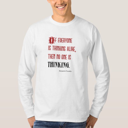 Mannen lang Sleeve "Dinking Quote" T-Shirt (Voorkant)