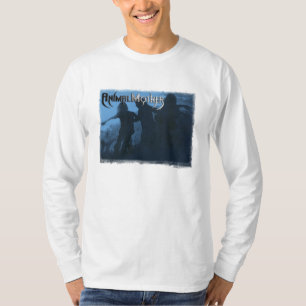 Mannen lange hoes Witte T "Moshing Blue" voorzijde T-shirt