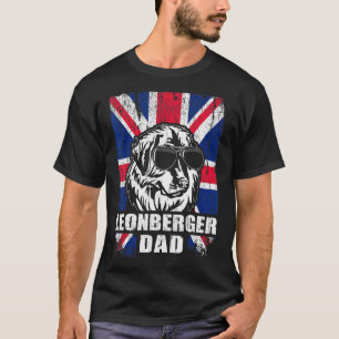 Mannen Leonberger Papa Cool UK Flag Retro T-shirt
