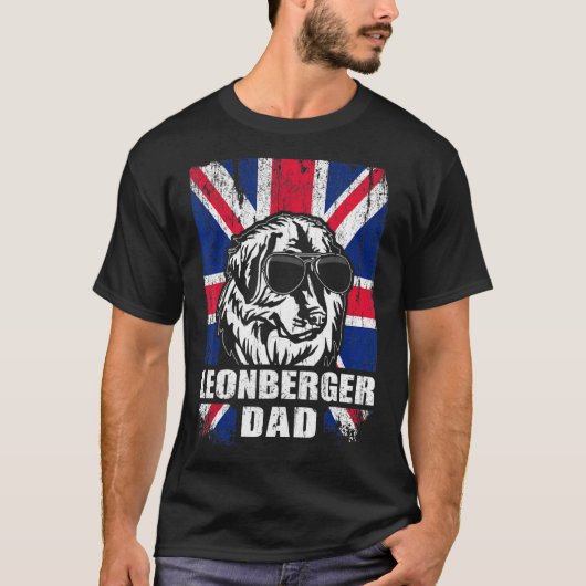Mannen Leonberger Papa Cool UK Flag  Retro T-shirt (Voorkant)