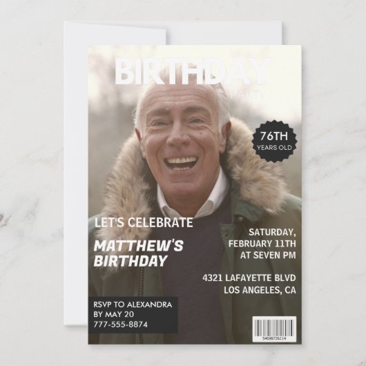 Mannen Magazine Navy blauw Foto 76ste verjaardag Kaart (Voorkant)