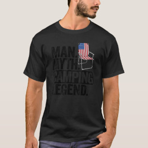 Mannen Man Myth Camping Legend VS Amerikaanse vlag T-shirt