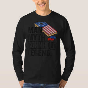 Mannen Man Myth Cornhole Legend USA Flag Corn Hole T-shirt