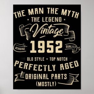 Mannen Man Myth Legend 1952 70th Birthday T-shirt  Poster