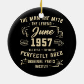Mannen Man Myth Legend juni 1957 65th Birthday Gif Keramisch Ornament (Achterkant)