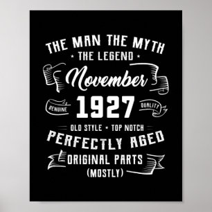 Mannen Man Myth Legend november 1927 95th Birthday Poster