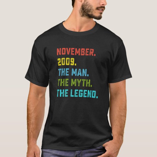 Mannen Man Myth Legend november 2009 13th Birthday T-shirt (Voorkant)