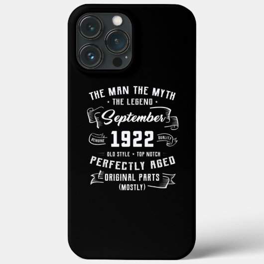 Mannen Man Myth Legend september 1922 100th Case-Mate iPhone Case (Achterkant)