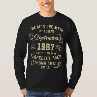 Mannen Man Myth Legend september 1987 35th Birthda T-shirt