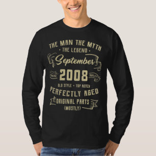 Mannen Man Myth Legend september 2008 14th Birthda T-shirt