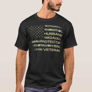 Mannen man Pappa Protector Hero Veteran Usa Vlag T-shirt