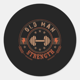 Mannen Man Sterkte Gym Shirt Vaderdag Cadeautje Ronde Sticker