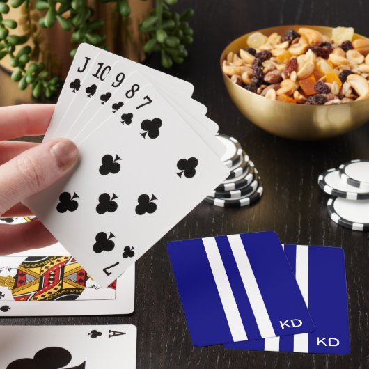Mannen marineblauw monogram speelkaarten (Insitu)