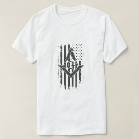 Mannen Masonic American Flag Square en Compass Fre T-shirt (Design voorkant)