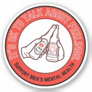 Mannen Mental Health Praten over gevoelens Rood Sticker