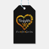 Mannen met kerstbomen voor brandweerlieden cadeaulabel (Achterkant)