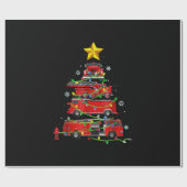 Mannen met kerstbomen voor brandweerlieden cadeaupapier (Vlak)