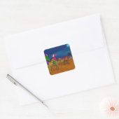 Mannen met kerstmis vierkante sticker (Envelop)