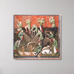 Mannen met netten canvas afdruk