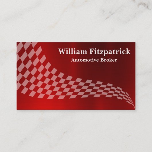 Mannen Metallic Red White Racing Vlag Visitekaartj Visitekaartje (Voorkant)