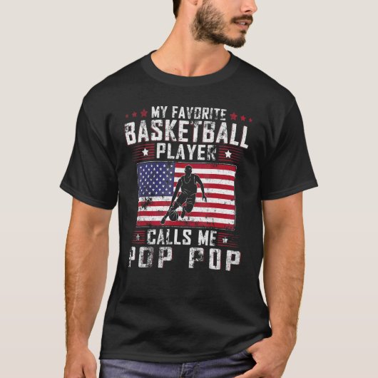 Mannen Mijn favoriete Basketbalspeler roept me Pop T-shirt (Voorkant)
