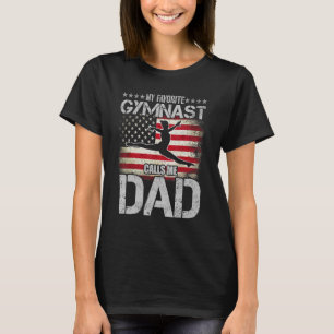 Mannen Mijn favoriete gymnast noemt me Pap USA Fla T-shirt