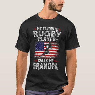 Mannen Mijn favoriete rugbyspeler noemt me opa USA T-shirt