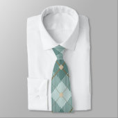Mannen Mint Green Diamond Pattern Stropdas (Gebonden)