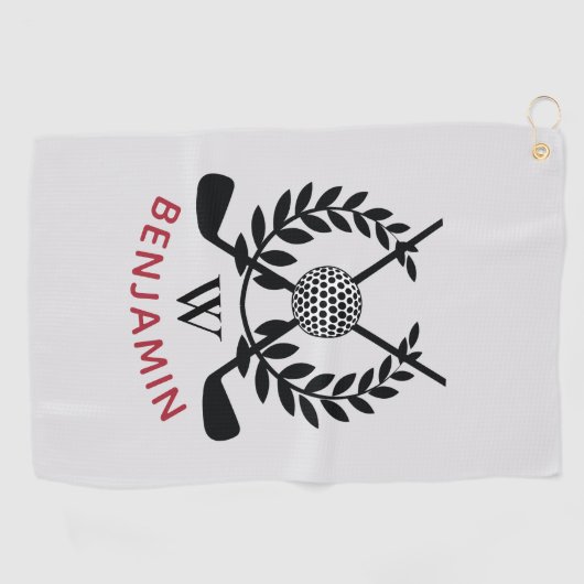 Mannen modern monogram golfhanddoek (Horizontaal)