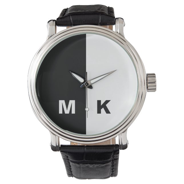 Mannen Modern Monogram Horloge (Voorkant)
