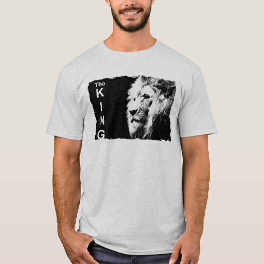 Mannen moderne T - shirts Lion Face Sjabloon Ash (Voorkant)
