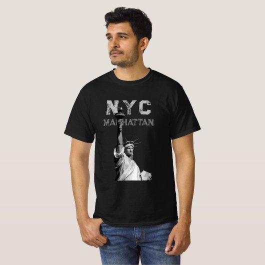 Mannen moderne T-shirts Nyc Manhattan Liberty Stat (Voorkant volledig)
